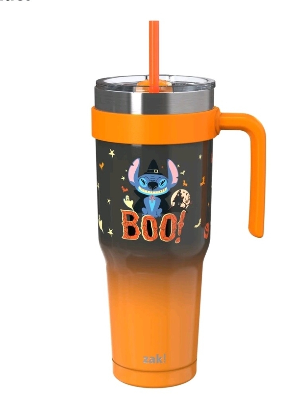 zak! Orange Halloween 'Boo!' Insulated Travel Tumbler with Handle